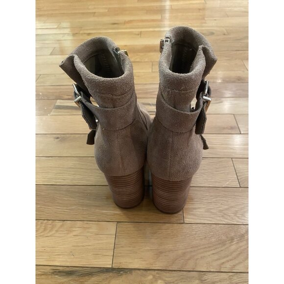 Vince Camuto Ankle Boot Simlee Wild Mushroom Heel Leather Suede Bootie Size 8 38 - Picture 7 of 7